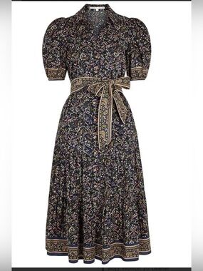 Veronica Beard Eunice Cotton Midi Dress with Puff Sleeves